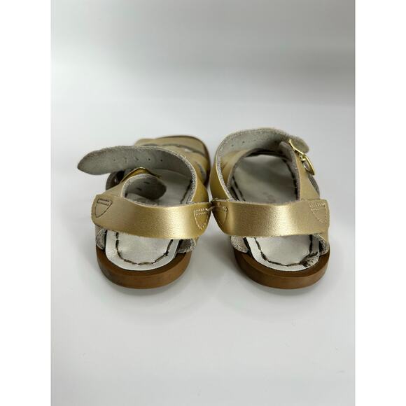 Salt Water Buckle Leather Sandals by Hoy Shoe Toddler Girls 5C Gold - Picture 2 of 6